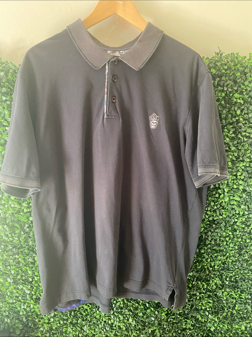 Robert Graham Black Short-Sleeve Polo with Crest
